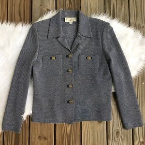St. John Collection Knit Button Up Blazer Jacket